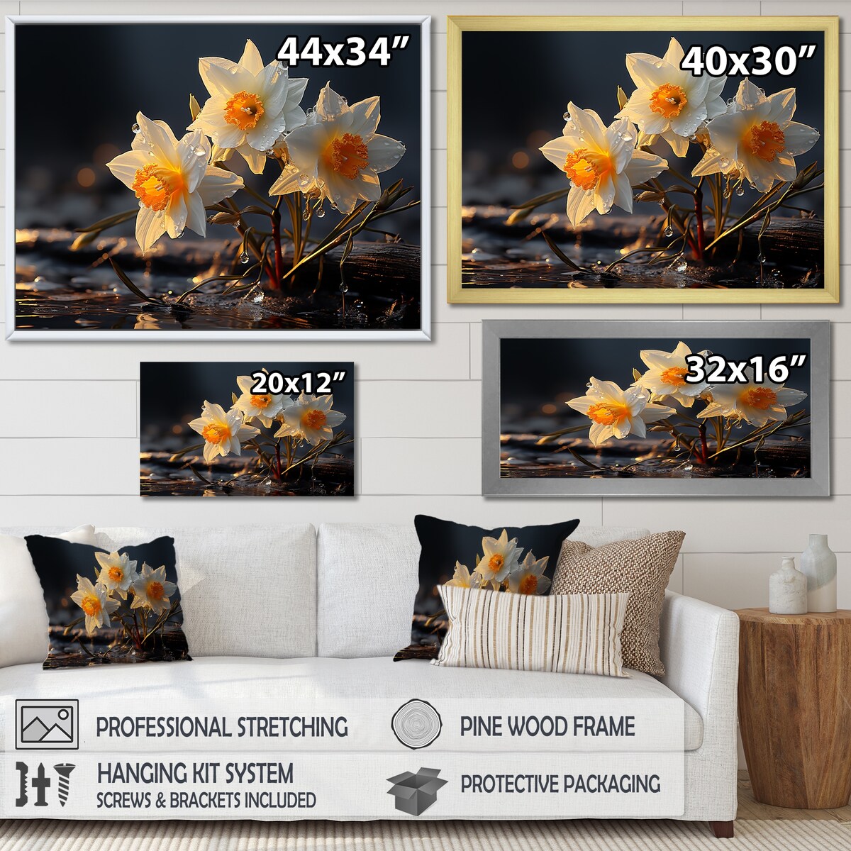 Designart "Dewy Daffodils At Sunrise II" Daffodils Wall Art