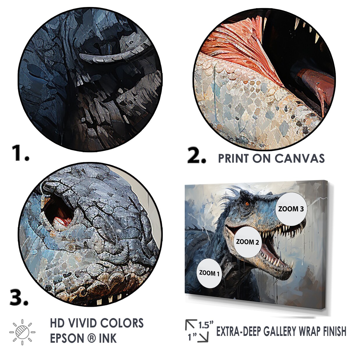 Designart "Dinosaur Blue T Rex Supreme" Dinosaurwall Art