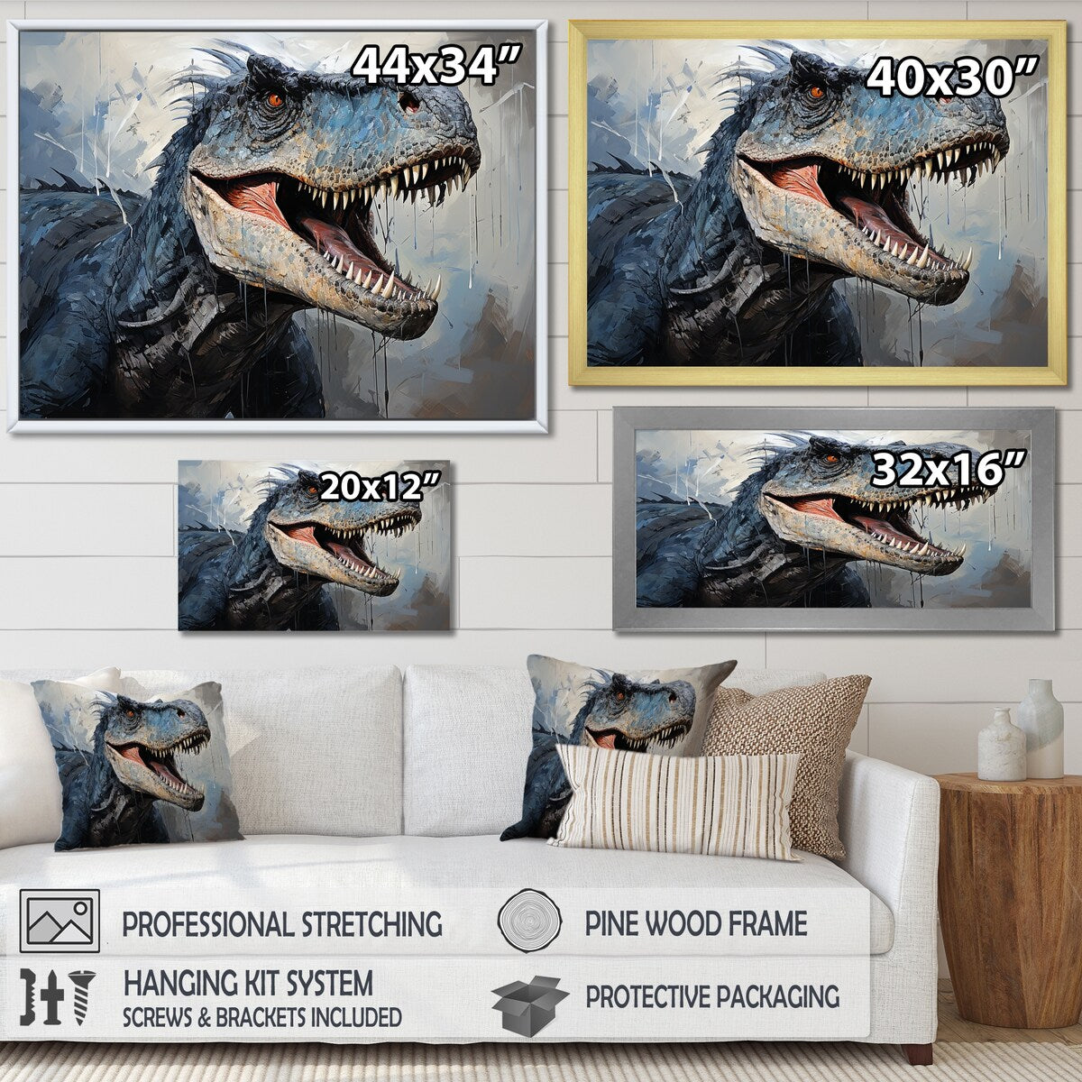 Designart "Dinosaur Blue T Rex Supreme" Dinosaurwall Art