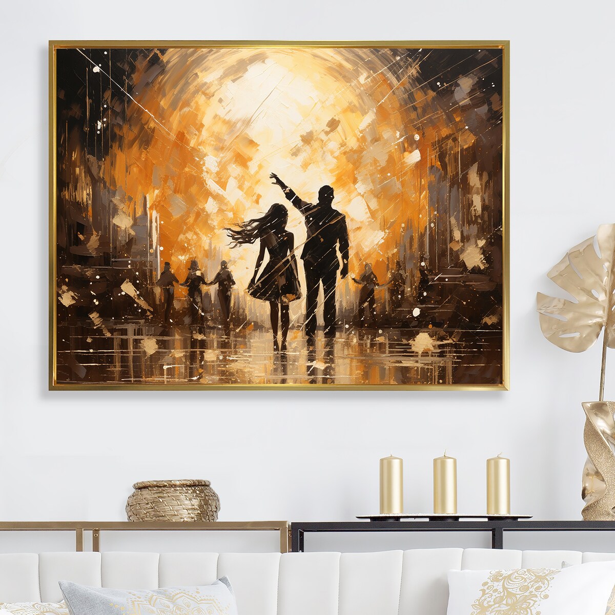 Designart "Disco Dazzle Dancer Complicity" Dance Framed Canvas Prints