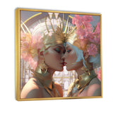 Designart "Divine Love Exquiste Goddess Couple Kissing I" Couple Framed Canvas Art Print