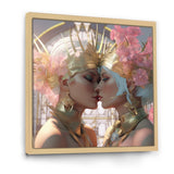 Designart "Divine Love Exquiste Goddess Couple Kissing I" Couple Framed Canvas Art Print