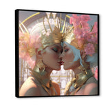 Designart "Divine Love Exquiste Goddess Couple Kissing I" Couple Framed Canvas Art Print