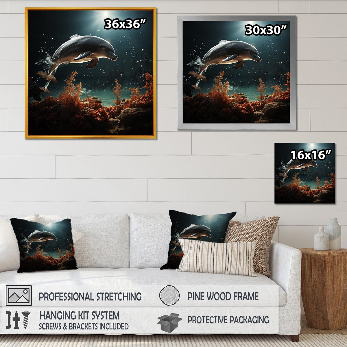 Designart "Dolphin Mystic Encounters I" Animals Dolphinwall Art