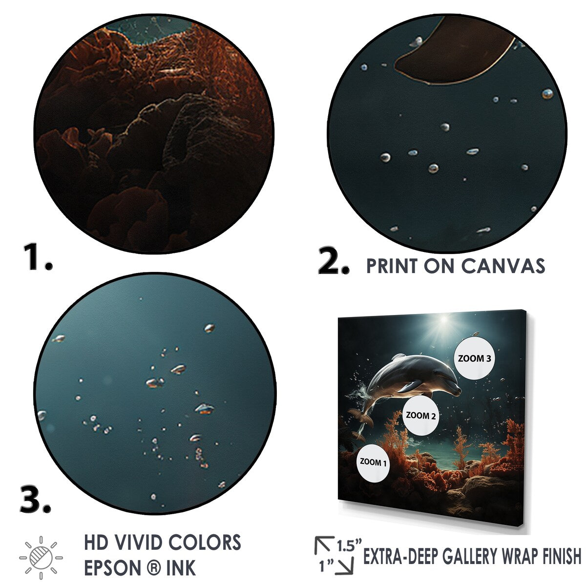 Designart "Dolphin Mystic Encounters I" Animals Dolphinwall Art