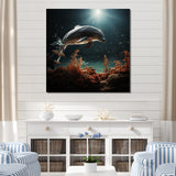 Designart "Dolphin Mystic Encounters I" Animals Dolphinwall Art