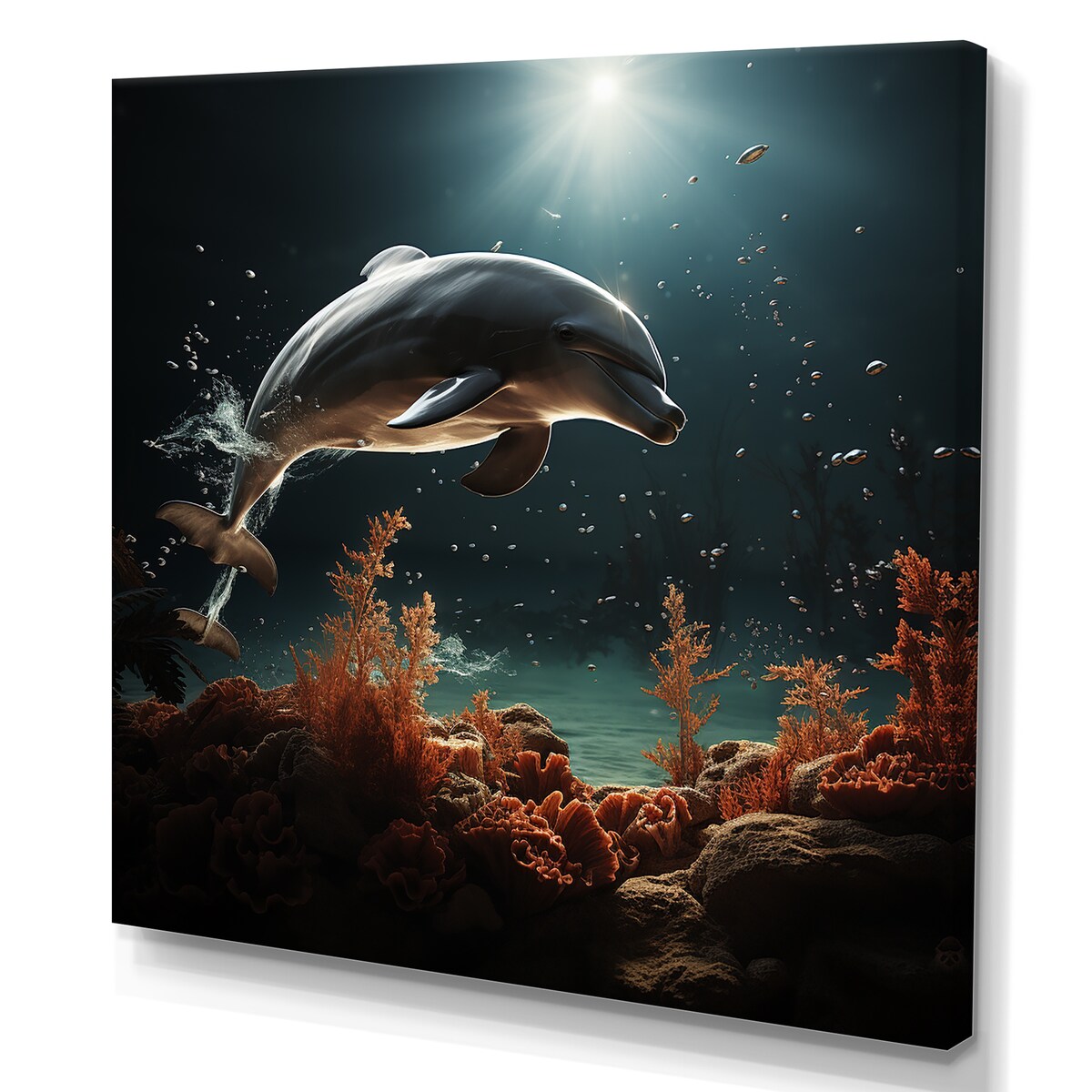 Designart "Dolphin Mystic Encounters I" Animals Dolphinwall Art