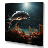 Designart "Dolphin Mystic Encounters I" Animals Dolphinwall Art