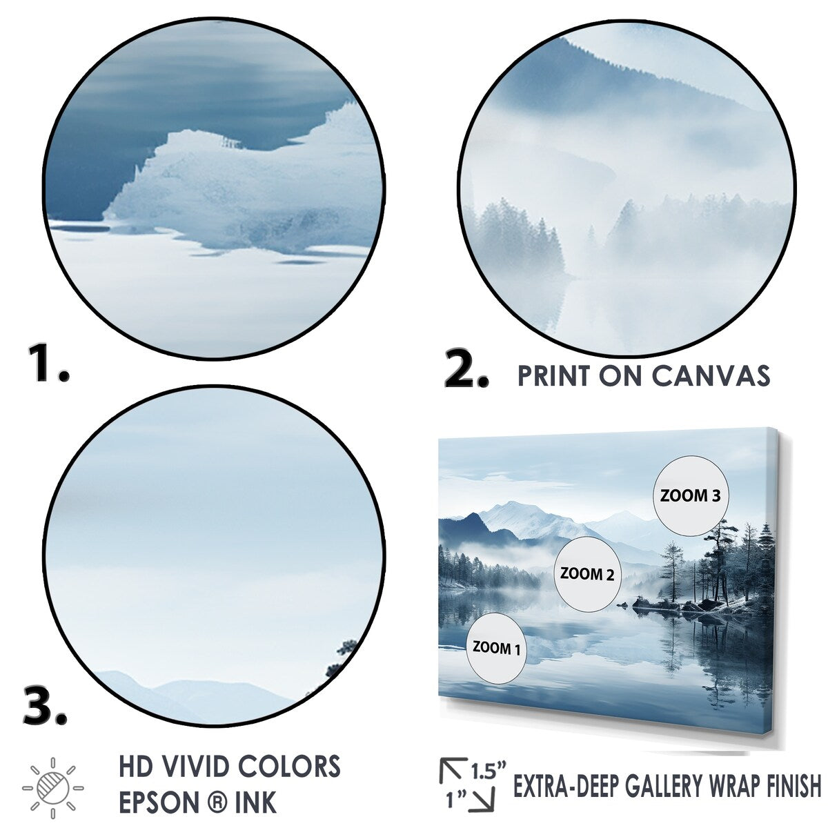 Designart "Double Exposure Mountain Fog Paradise I" River Wall Art Canvas