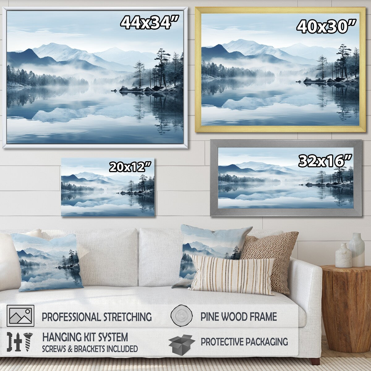 Designart "Double Exposure Mountain Fog Paradise I" River Wall Art Canvas