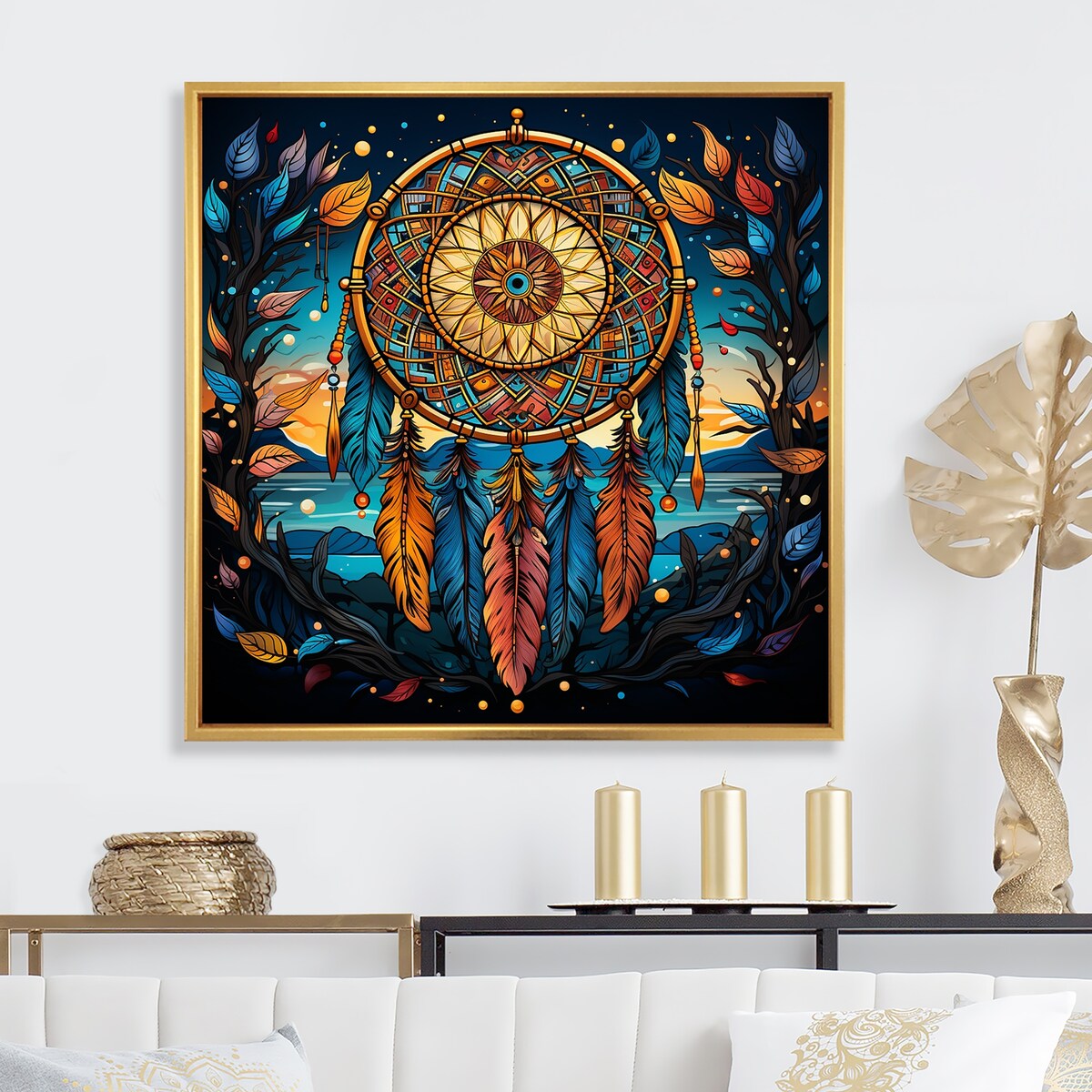 Designart "Dreamcatchers Whimsy " Dream catcher Framed Canvas Art Print