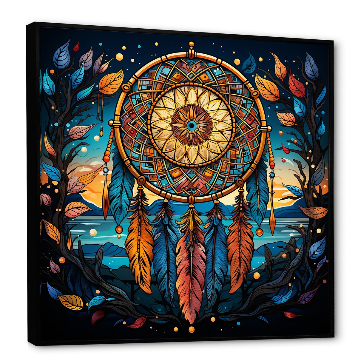 Designart "Dreamcatchers Whimsy " Dream catcher Framed Canvas Art Print