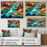 Designart "Dreamscape Lakes Rivers Liquid Ink Landscape I" River Wall Art Canvas