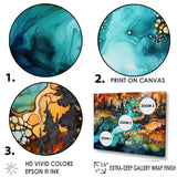 Designart "Dreamscape Lakes Rivers Liquid Ink Landscape I" River Wall Art Canvas