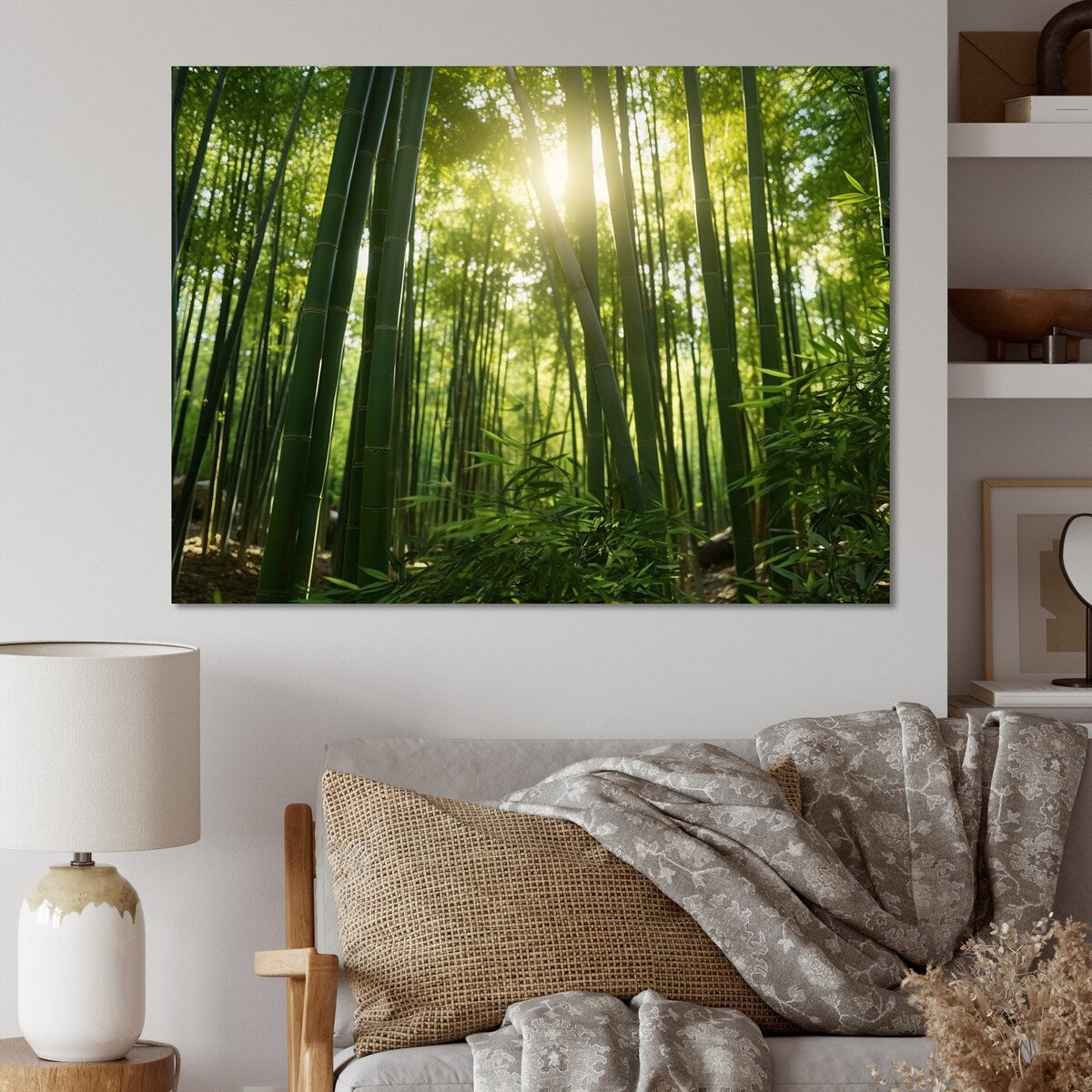 Designart "Dynamic Light Bamboo Grove II" Bamboo Wall Art