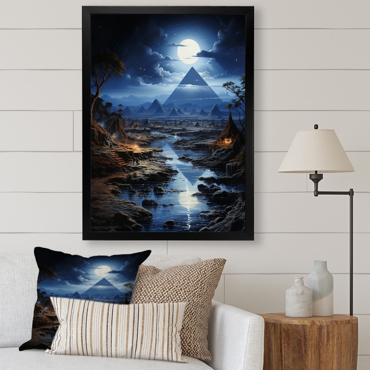 Designart "Egypt Ethereal Moonlit Sands" Egypt Framed Canvas Wall Art