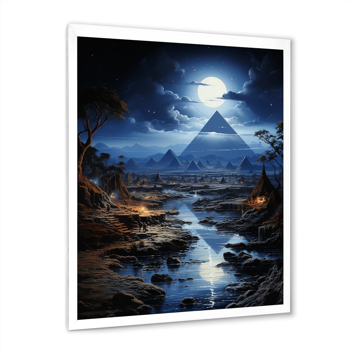 Designart "Egypt Ethereal Moonlit Sands" Egypt Framed Canvas Wall Art