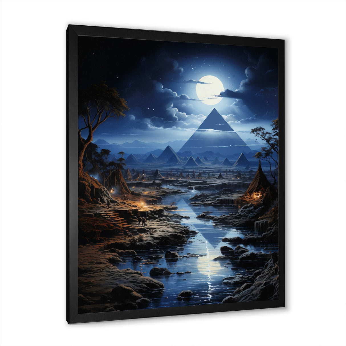 Designart "Egypt Ethereal Moonlit Sands" Egypt Framed Canvas Wall Art