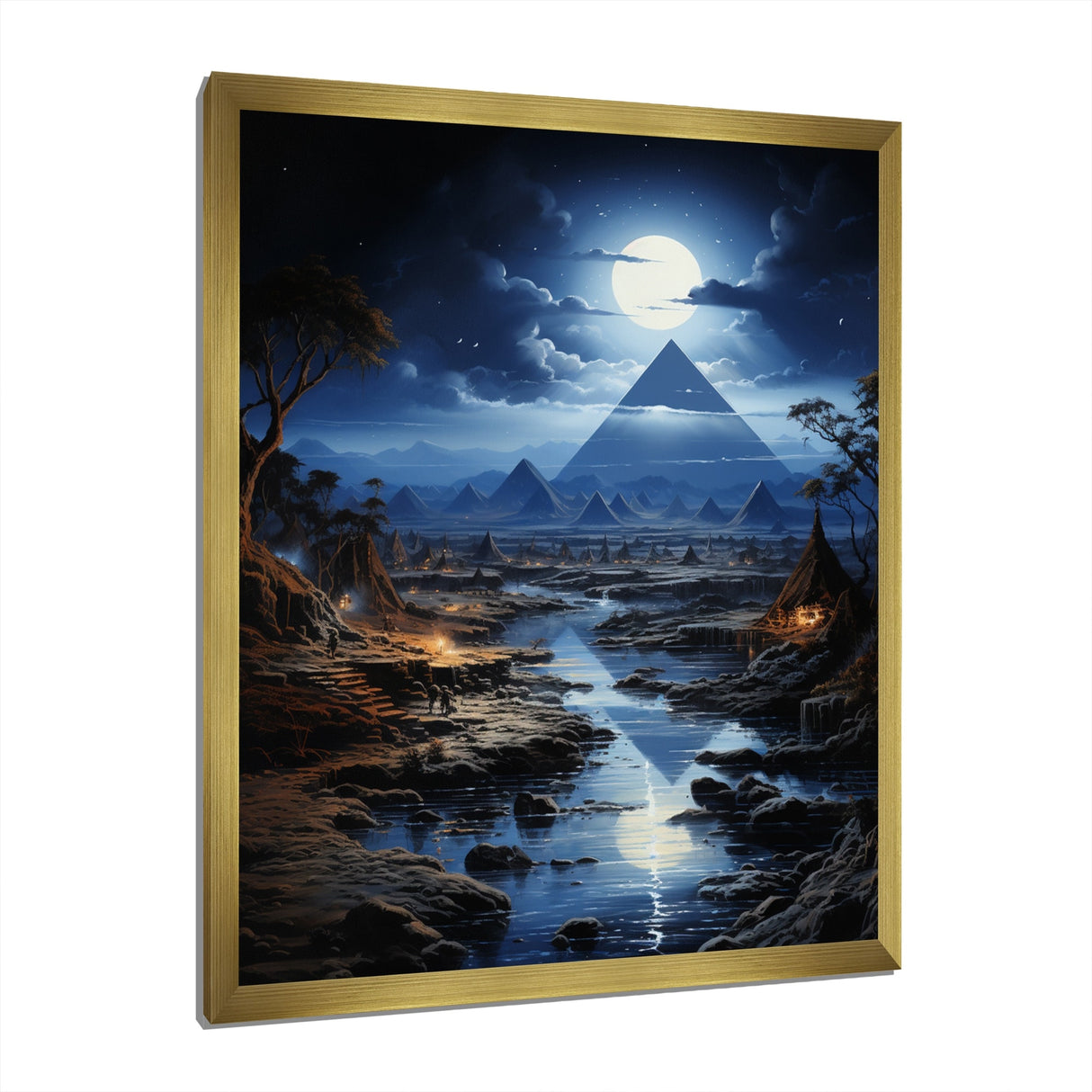 Designart "Egypt Ethereal Moonlit Sands" Egypt Framed Canvas Wall Art