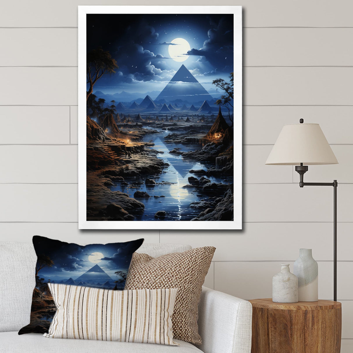 Designart "Egypt Ethereal Moonlit Sands" Egypt Framed Canvas Wall Art