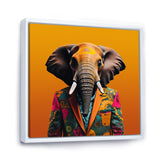 Designart "Elephant Suited Up Yellow And Pink" Elephant Yellow Wall Decor - Modern Hallway Framed Wall Art Decor