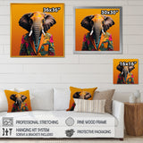 Designart "Elephant Suited Up Yellow And Pink" Elephant Yellow Wall Decor - Modern Hallway Framed Wall Art Decor
