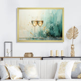 Designart "Emerald Champagne Golden Glass" Champagne Gold Wall Decor - Traditional Entryway Framed Wall Art