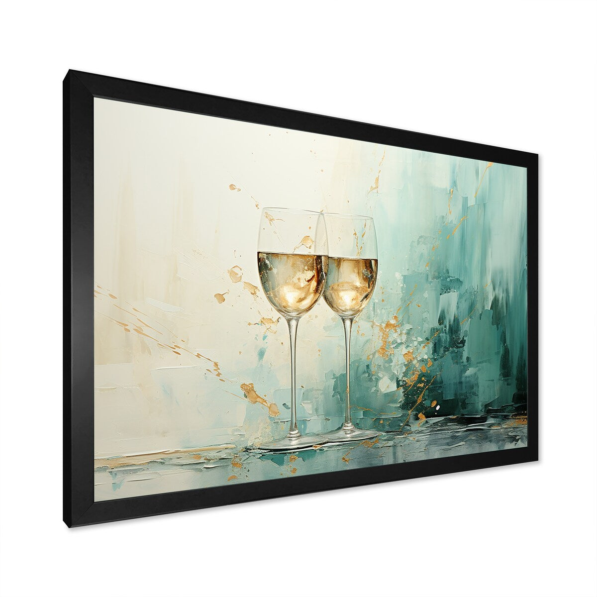 Designart "Emerald Champagne Golden Glass" Champagne Gold Wall Decor - Traditional Entryway Framed Wall Art
