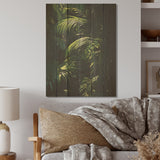 Designart "Emerald Jungle Palm Leaves Embrace I" Palms & Palm Trees Wall Art Green Wood Panel On Natural Pine Wood