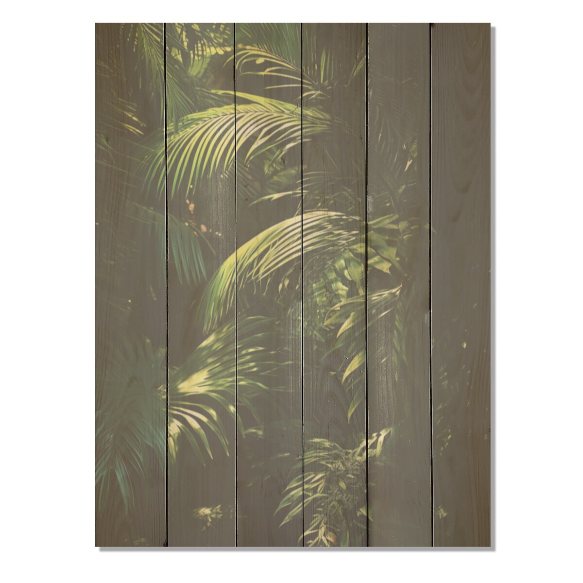 Designart "Emerald Jungle Palm Leaves Embrace I" Palms & Palm Trees Wall Art Green Wood Panel On Natural Pine Wood