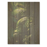 Designart "Emerald Jungle Palm Leaves Embrace I" Palms & Palm Trees Wall Art Green Wood Panel On Natural Pine Wood