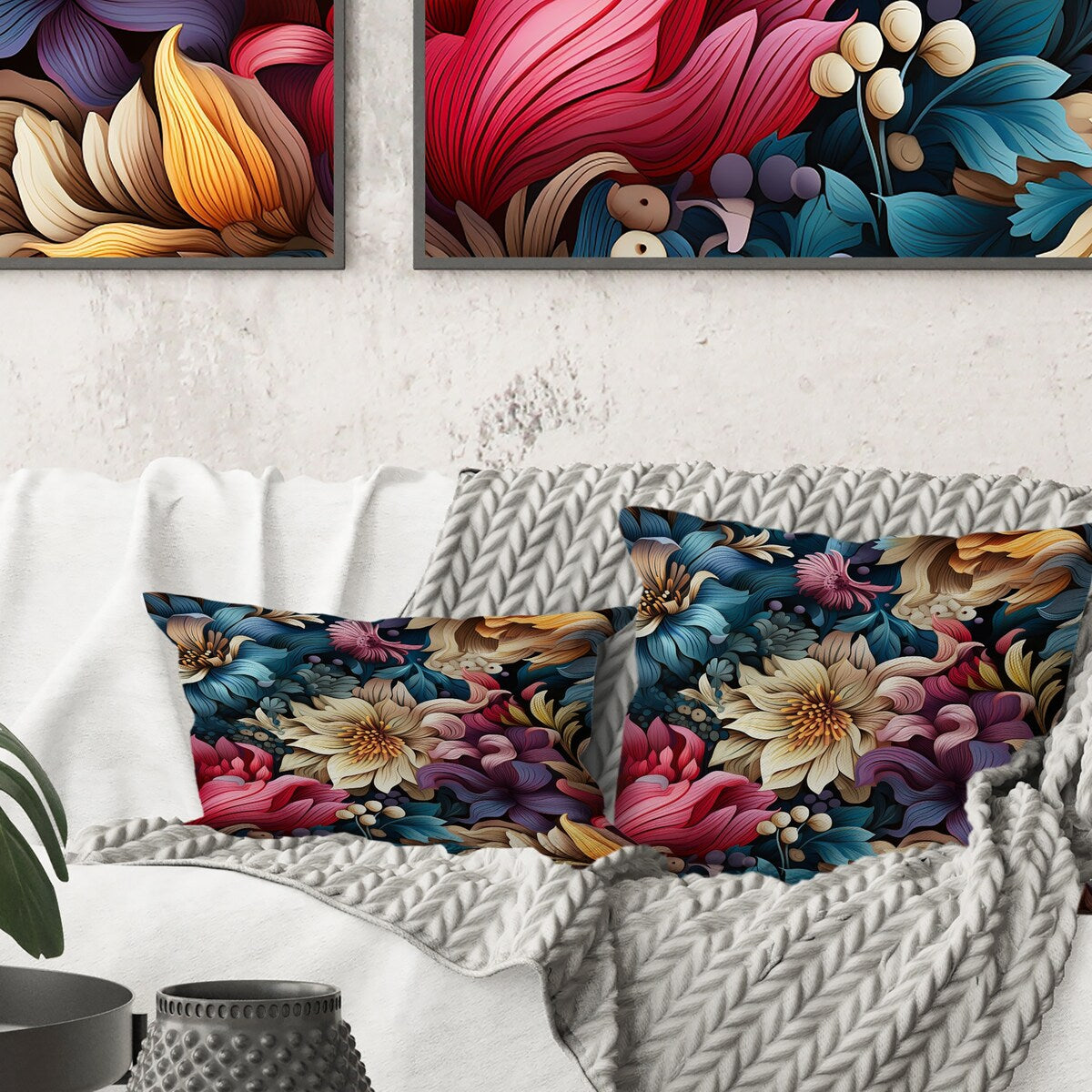 Designart "Enchanted Paisley Gard Marble Pattern II" Marble Printed Throw Pillow