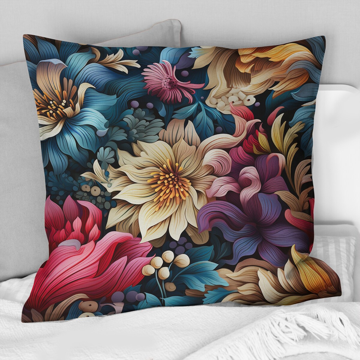 Designart "Enchanted Paisley Gard Marble Pattern II" Marble Printed Throw Pillow