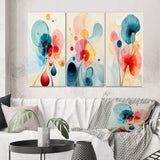 Designart "Energy Of Blossoming Life Retro Minimal Flower II" Abstract Painting Canvas Set Of 3 - For Living Room Decor