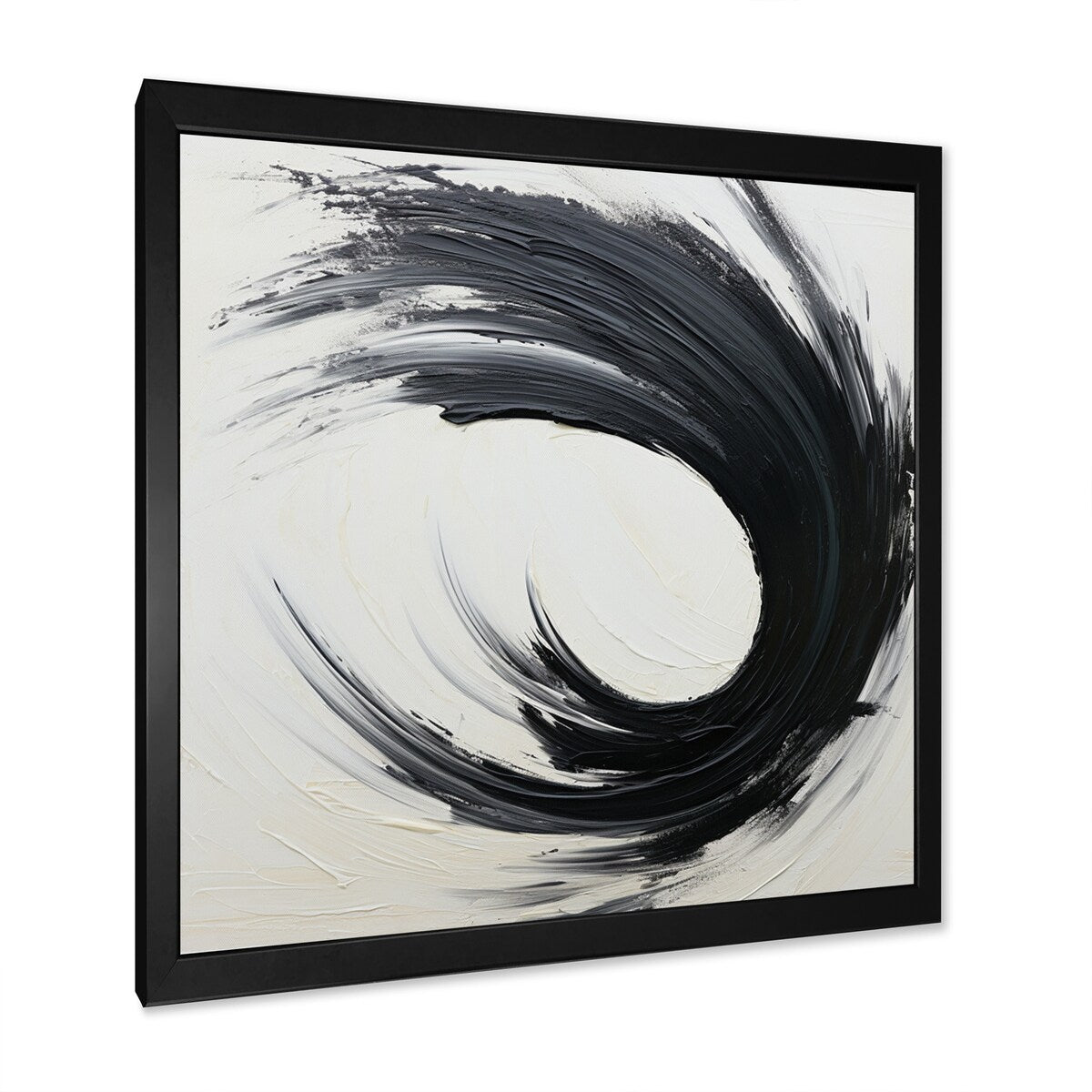 Designart "Essential Being Black And White Abstract I" Abstract Painting Framed Wall Decor