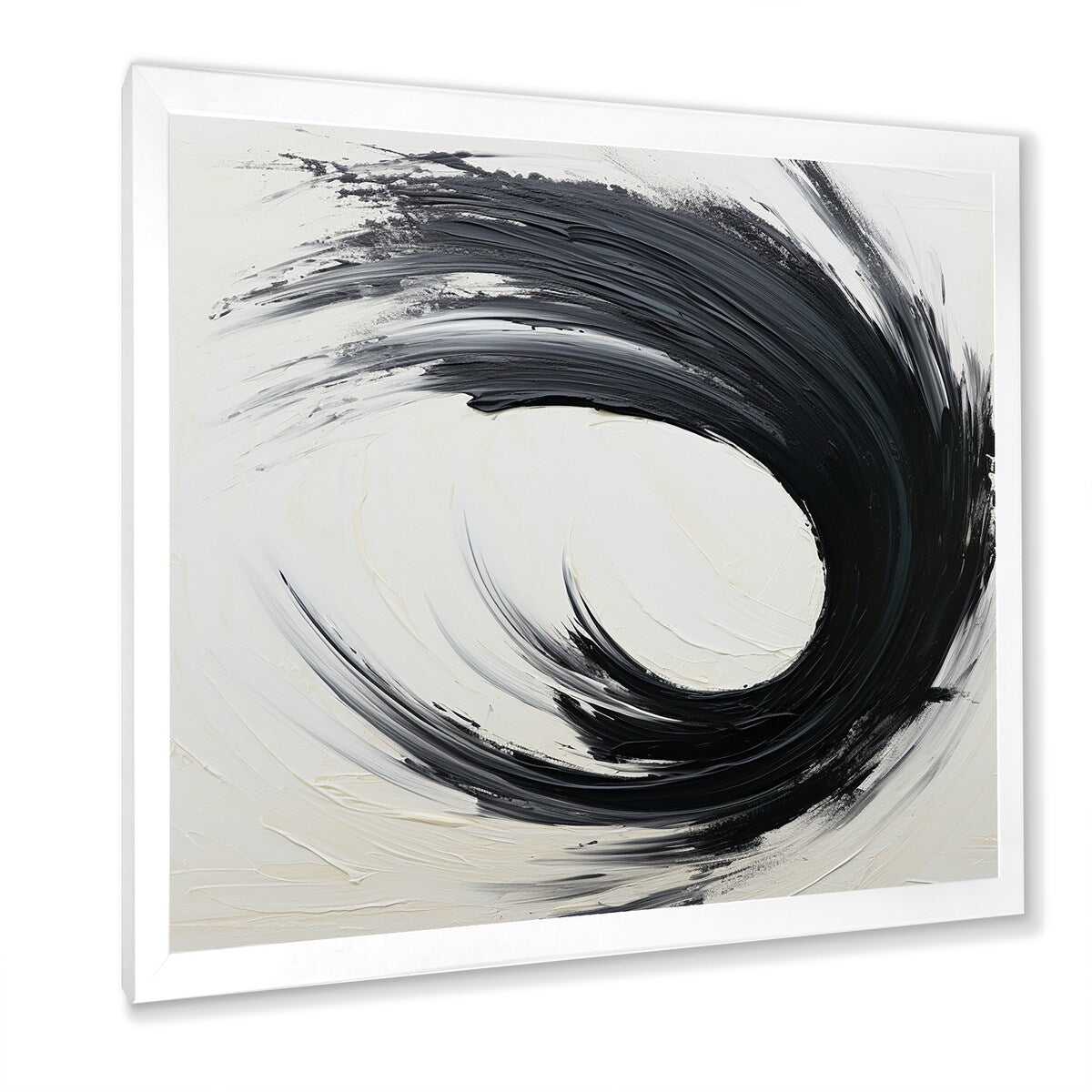 Designart "Essential Being Black And White Abstract I" Abstract Painting Framed Wall Decor