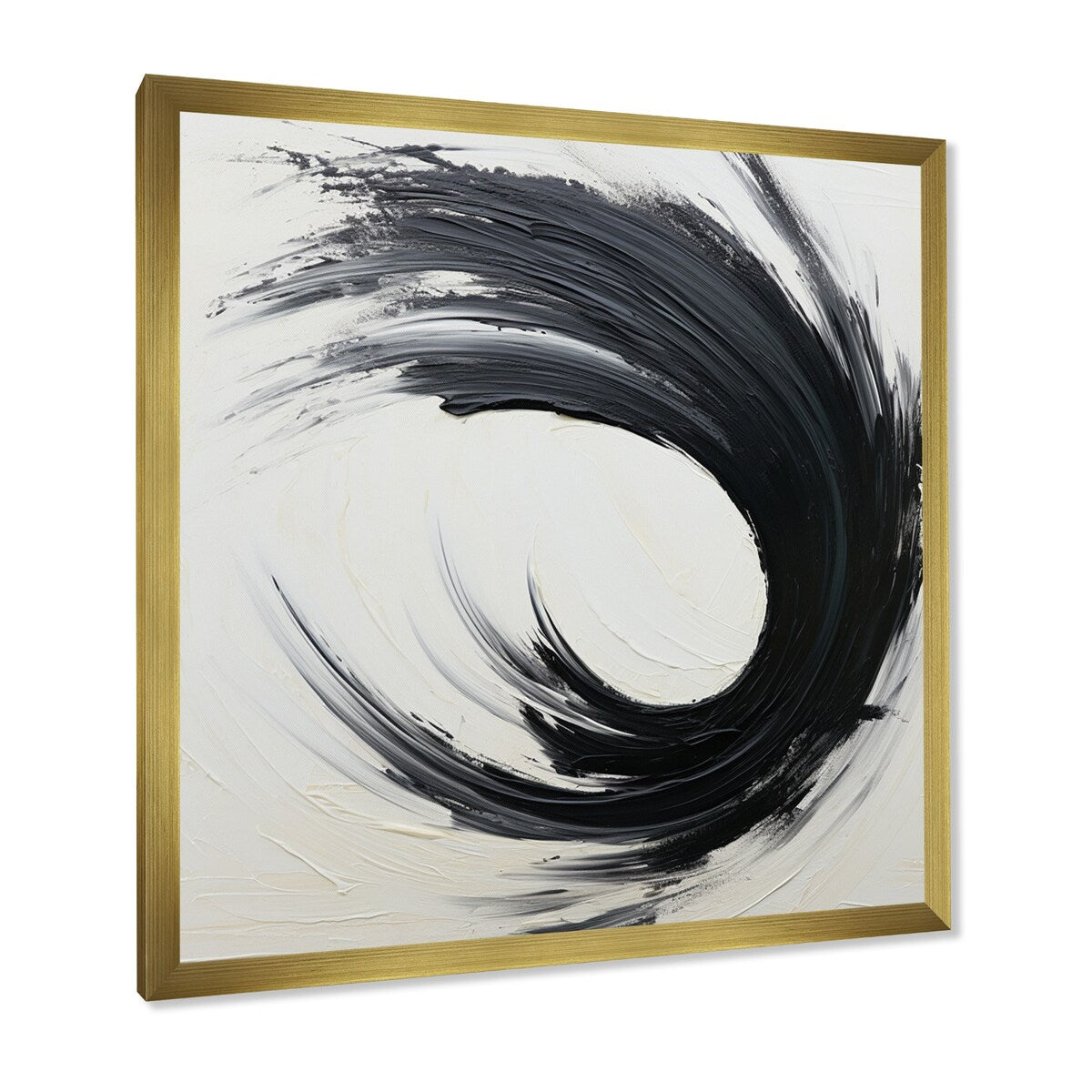 Designart "Essential Being Black And White Abstract I" Abstract Painting Framed Wall Decor
