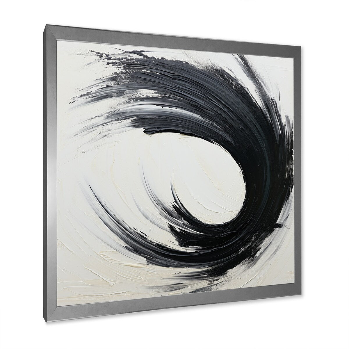Designart "Essential Being Black And White Abstract I" Abstract Painting Framed Wall Decor