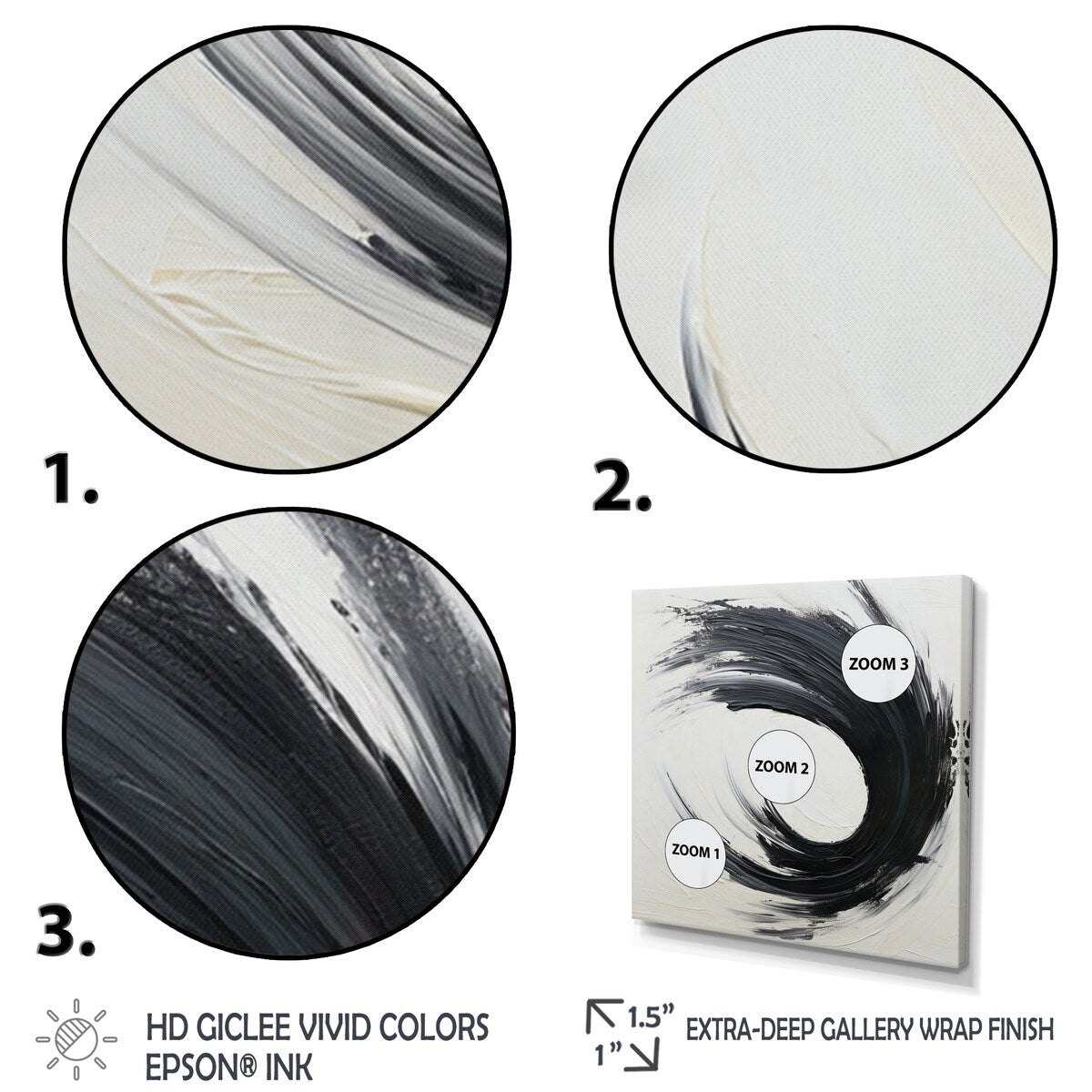 Designart "Essential Being Black And White Abstract I" Abstract Painting Framed Wall Decor