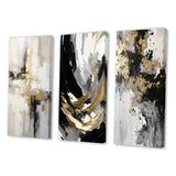 Designart "Essential Bliss Minimalism Abstract Gold Painting" Abstract Painting Canvas Set Of 3 - For Living Room Decor