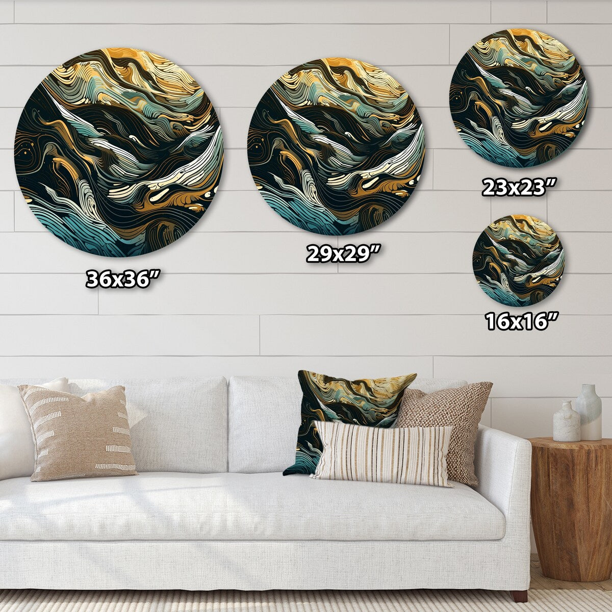 Designart "Exploring Abstracted Lines I" Minimalism Line Art Metal Round Wall Art
