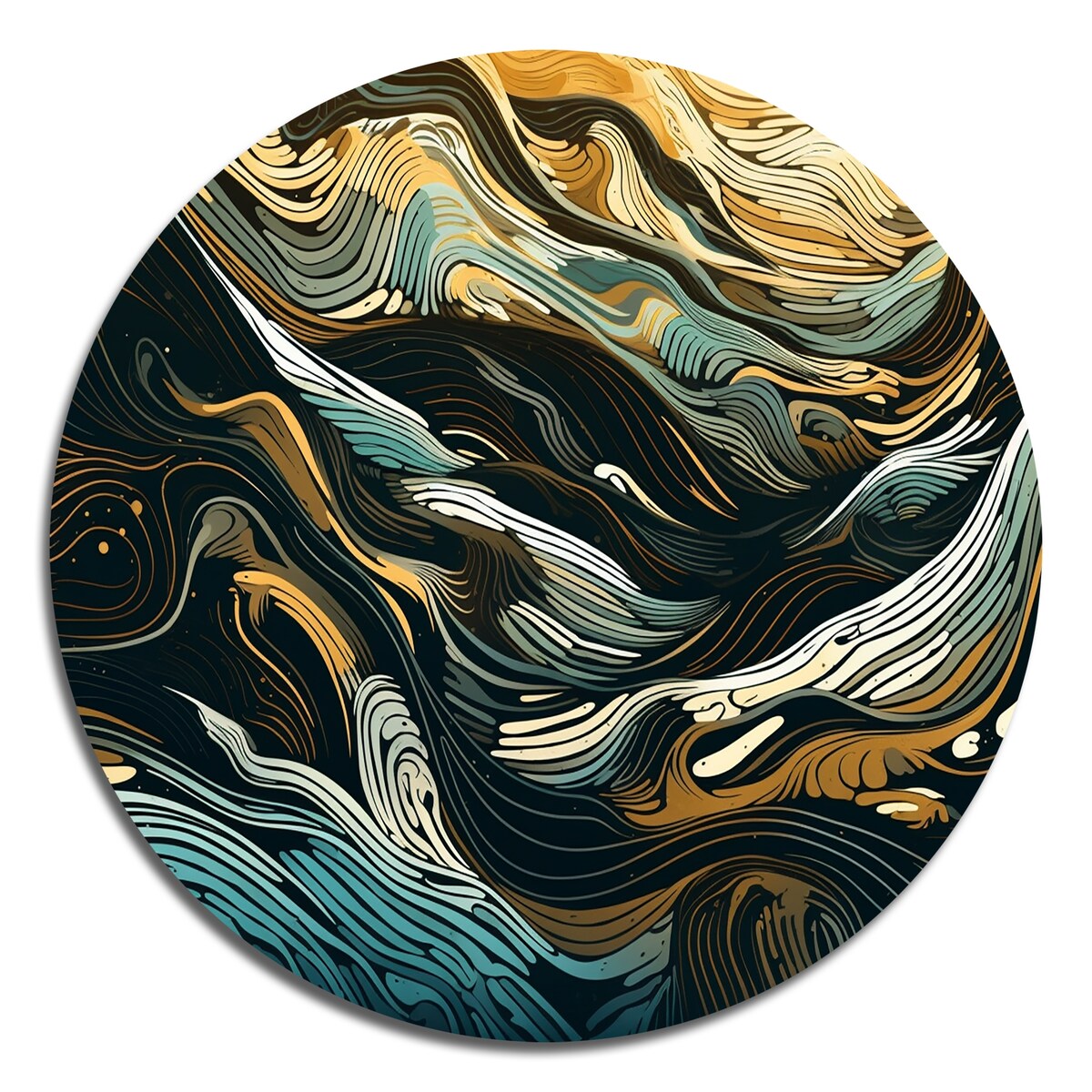 Designart "Exploring Abstracted Lines I" Minimalism Line Art Metal Round Wall Art