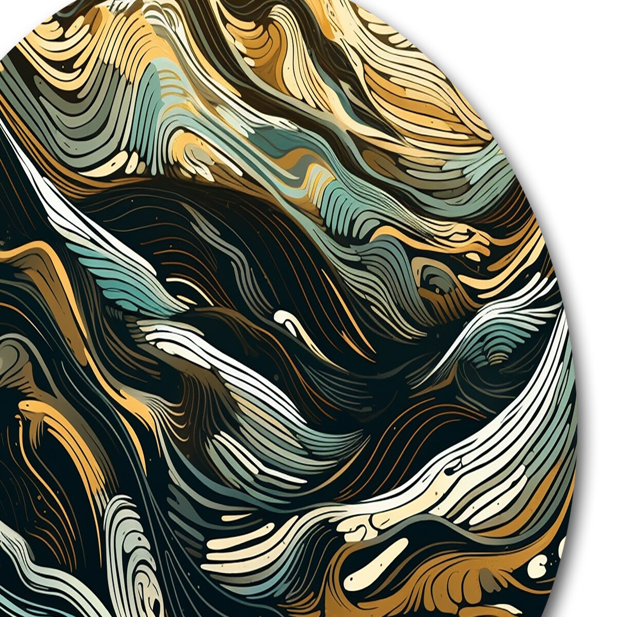 Designart "Exploring Abstracted Lines I" Minimalism Line Art Metal Round Wall Art