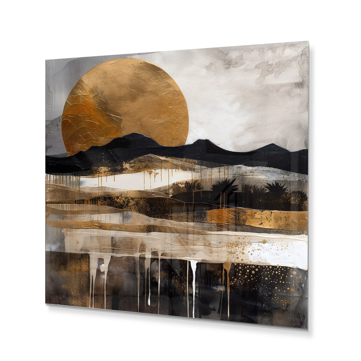 Designart "Exploring The Evolving Golden Moon IV" Landscape Modern Metal Wall Art