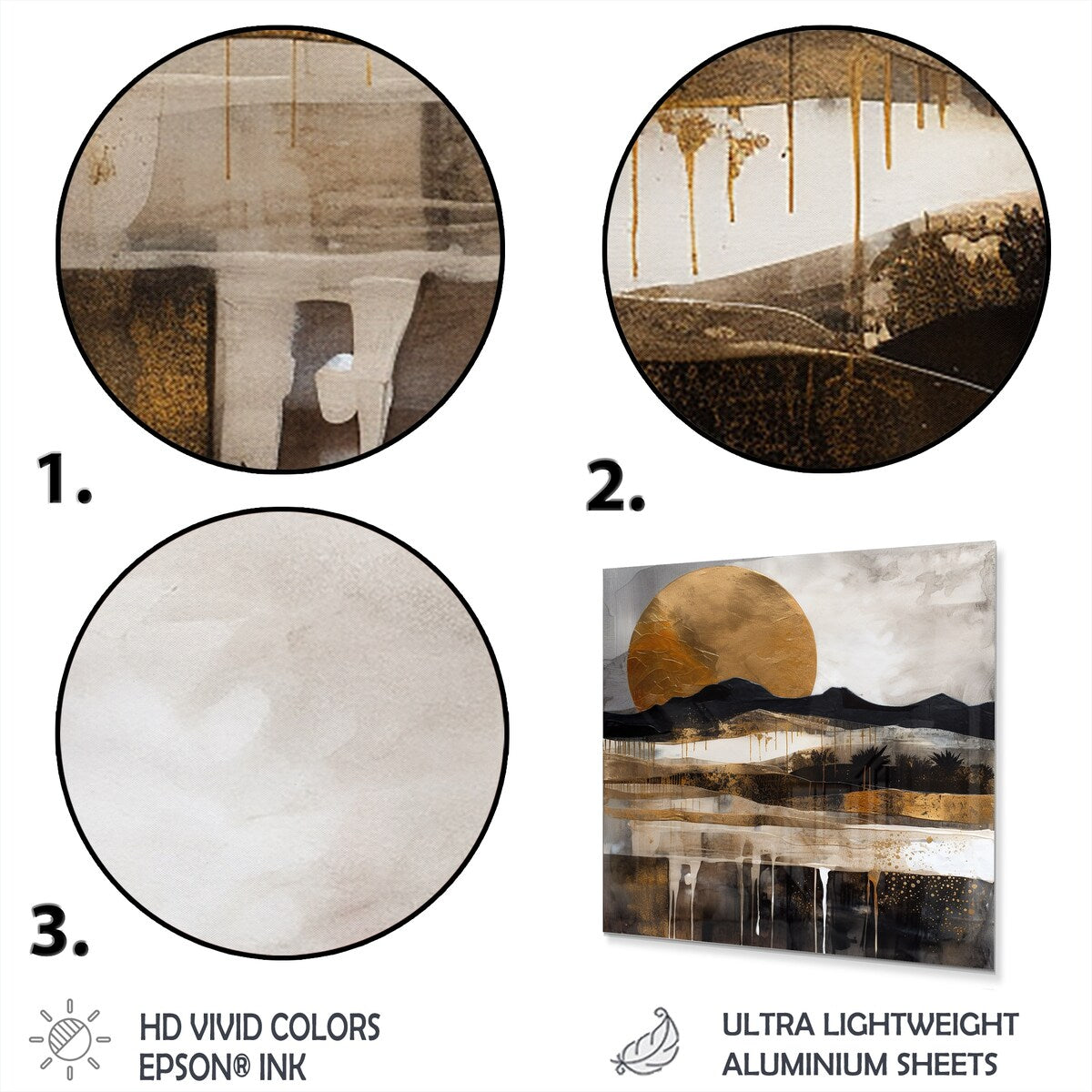 Designart "Exploring The Evolving Golden Moon IV" Landscape Modern Metal Wall Art