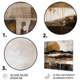 Designart "Exploring The Evolving Golden Moon IV" Landscape Modern Metal Wall Art