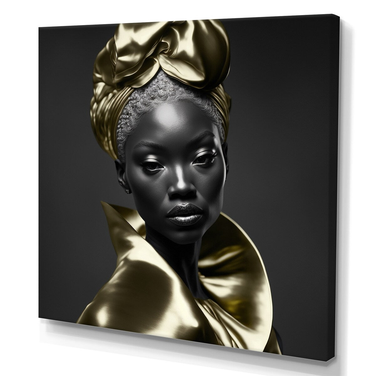 Designart "Exquisite Beauty In Black And Gold VI" Fashion Woman Canvas Wall Art