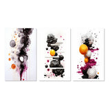 Designart "Exquisite Fluidity Black And Gold Ink Clouds III" Abstract Painting Canvas Set Of 3 - For Living Room Decor