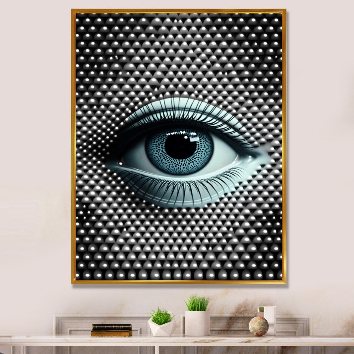Designart "Eye In Circular Infinity V" Modern Geometric Framed Canvas Wall Art Print