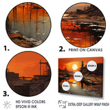 Designart "Factory Landscape Saffron Sunrise " Factories Wall Art